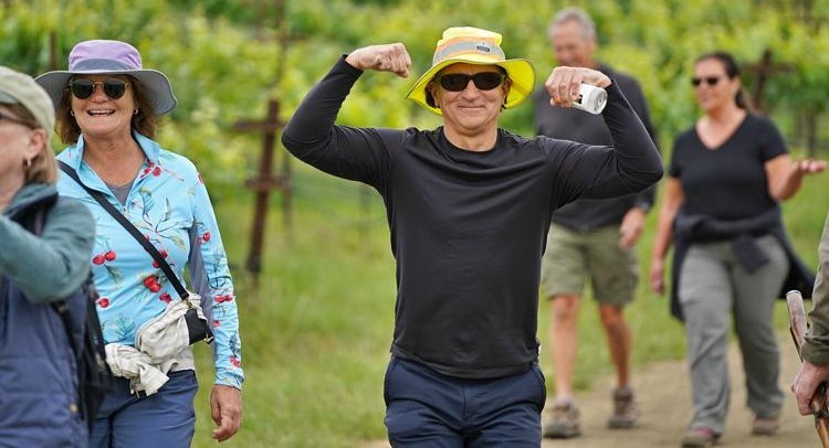 Walkers celebrating walking for a good cause